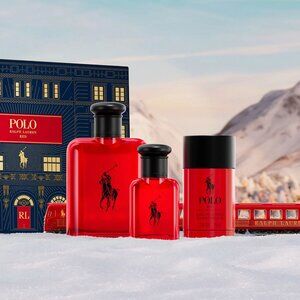Ralph Lauren Men’s Polo Red 3 Piece Eau de Toilet Cologne Holiday Gift Set New